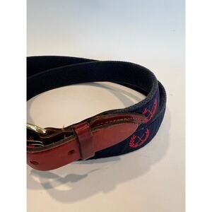 Vintage Golf Club Belt Leather and Fabric Solid Brass Buckle Size 42 SG